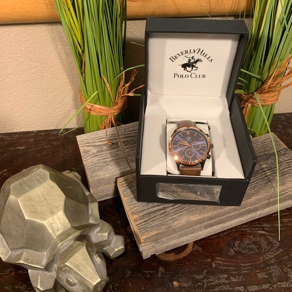 NIB BEVERLY HILLS POLO CLUB MEN’S LARGE FACE WATCH - Picture 6 of 9